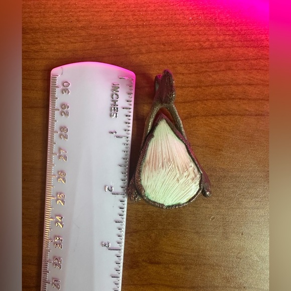 Lucky and Unusual Copper Electroform Real Wishbone and stone Pendant - Picture 5 of 5